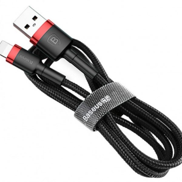 Кабель Baseus Cafule USB 2.0 to Lightning 2.4A 1M Чорний/Червоний (CALKLF-B19)